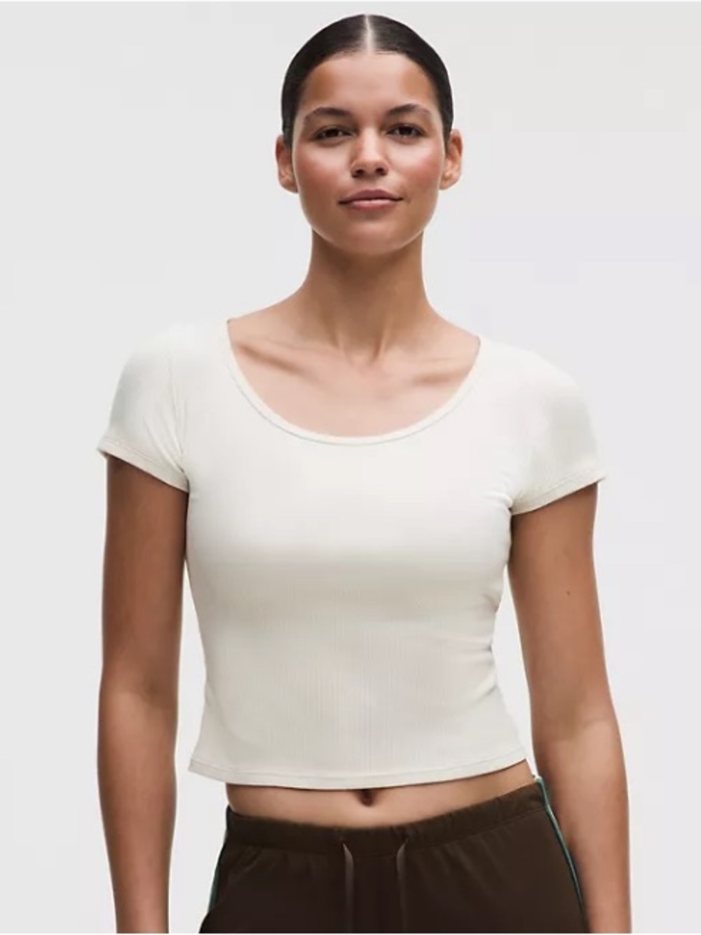 lululemon athletica Ribbed Scoop Crop Top - Cream